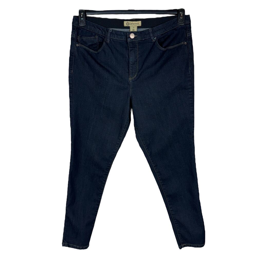 Democracy SZ 16 “Ab”technology Jeans Hi-Rise Skinny Leg Stretch Dark Wash Blue